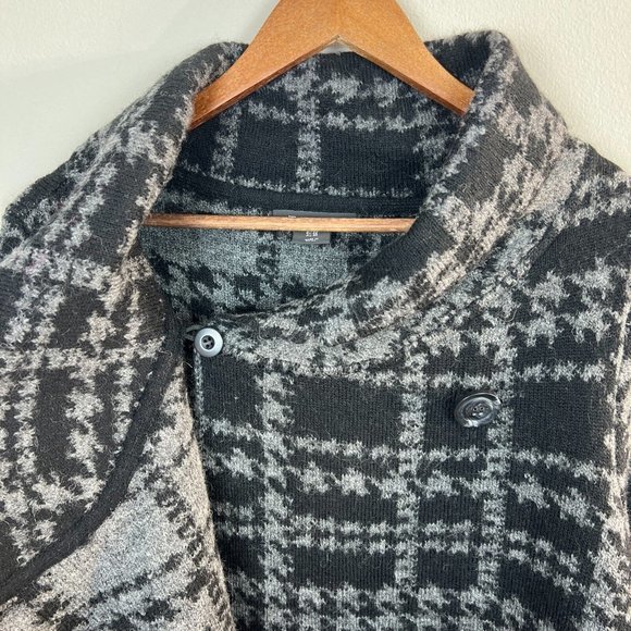Tahari Cardigan Sweater 1X Women Black Gray‎ Knit Wool Blend Longline Button - Picture 5 of 11